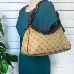 Dooney & Bourke Quilted East West Slouch Bag & Harness Strap-Khaki/Burnt Cedar